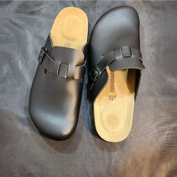 BRAND NEW CUSHIONAIRE LEATHER  CLOGS MULES SLIPPERS SANDALS