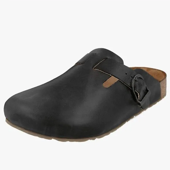 BRAND NEW CUSHIONAIRE LEATHER  CLOGS MULES SLIPPERS SANDALS