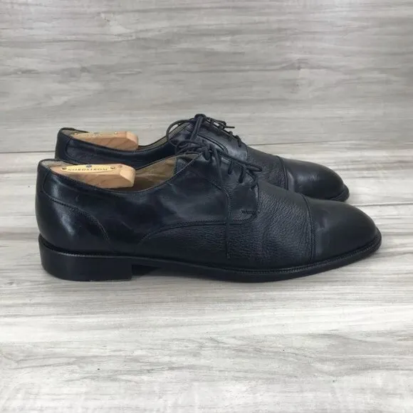 Brass Boot Oxfords Mens 8 Black Leather Derby Lace Up Cap Toe Dress Shoes