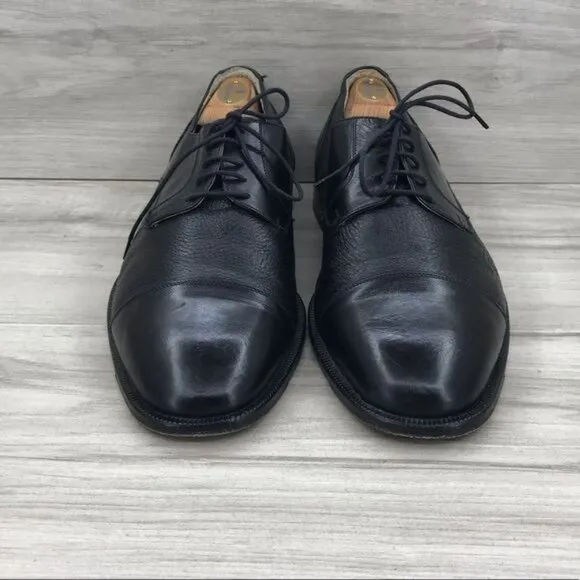 Brass Boot Oxfords Mens 8 Black Leather Derby Lace Up Cap Toe Dress Shoes