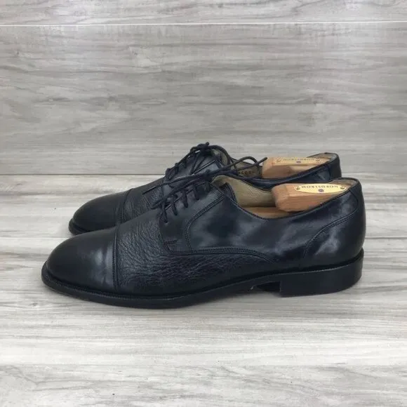 Brass Boot Oxfords Mens 8 Black Leather Derby Lace Up Cap Toe Dress Shoes