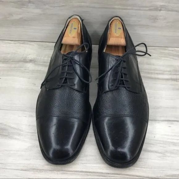 Brass Boot Oxfords Mens 8 Black Leather Derby Lace Up Cap Toe Dress Shoes