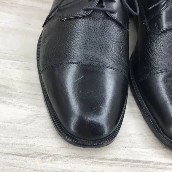 Brass Boot Oxfords Mens 8 Black Leather Derby Lace Up Cap Toe Dress Shoes