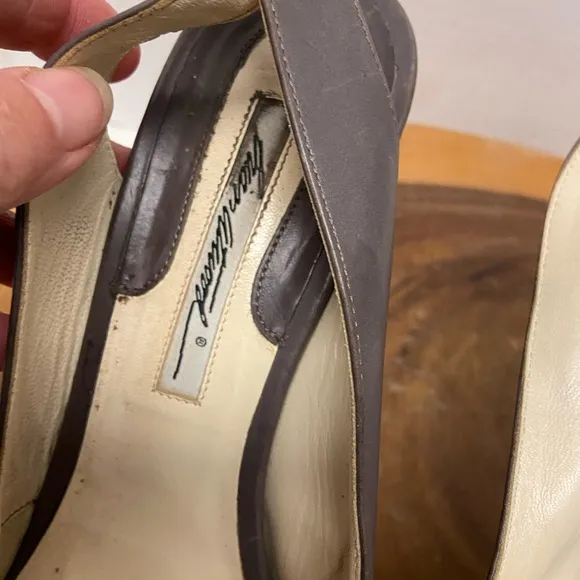 Brian Atwood Smoke Grey Leather Slingback Stiletto Heels