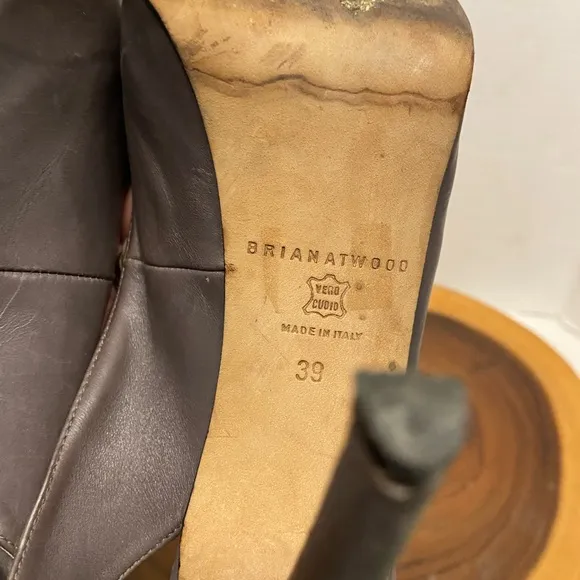 Brian Atwood Smoke Grey Leather Slingback Stiletto Heels