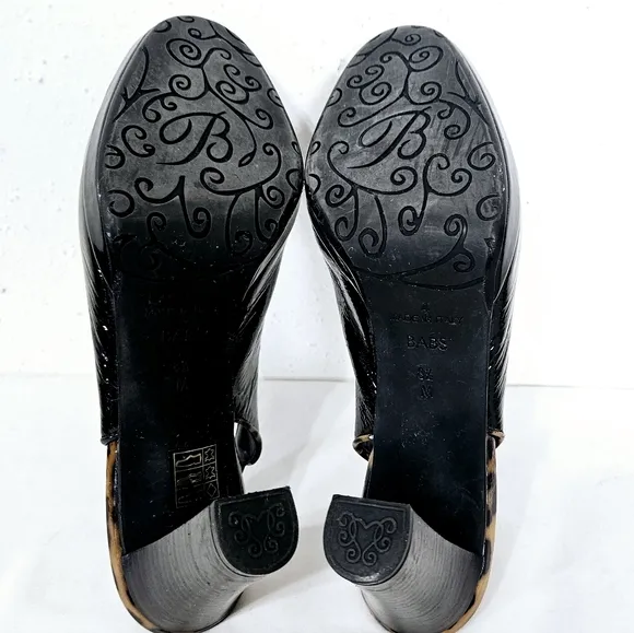 Brighton BABS Cap Toe Slingback Platform Heel in Black / Leopard Size 8.5