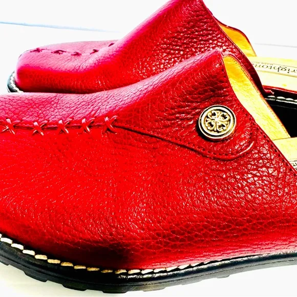 Brighton Heidi Burgundy Leather Mules Flat Clogs Size 8 1/2