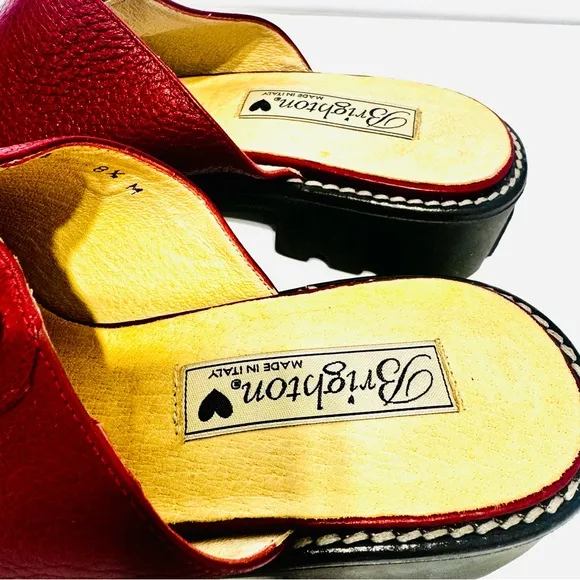 Brighton Heidi Burgundy Leather Mules Flat Clogs Size 8 1/2