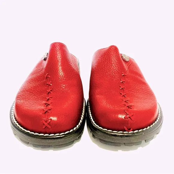 Brighton Heidi Burgundy Leather Mules Flat Clogs Size 8 1/2