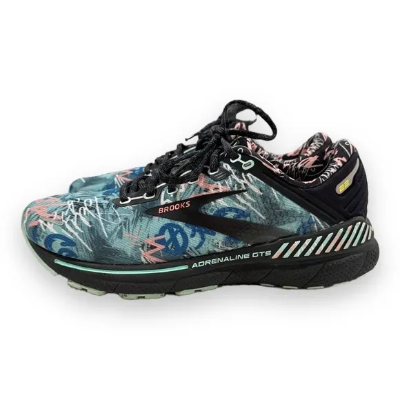 Brooks Adrenaline GTS 22 Running Shoes Black/Yucca/Flamingo Pink US Women 10