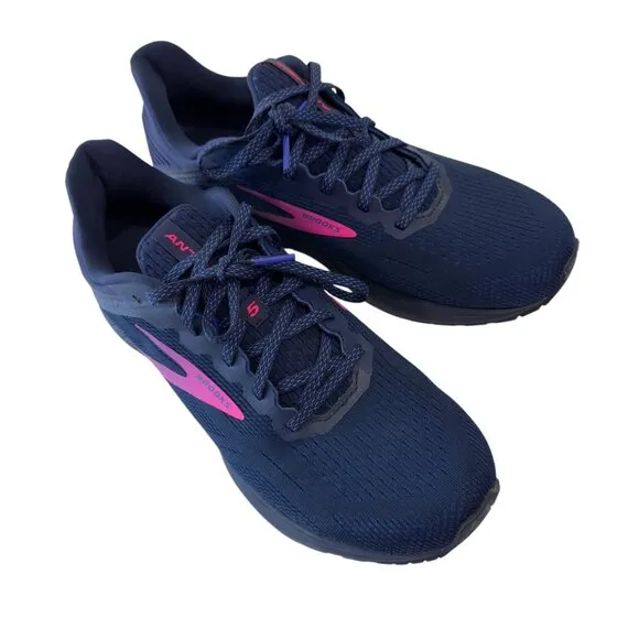 Brooks Anthem 5 Womens Athletic Running Shoes SZ 11 Navy &amp; Pink Mesh