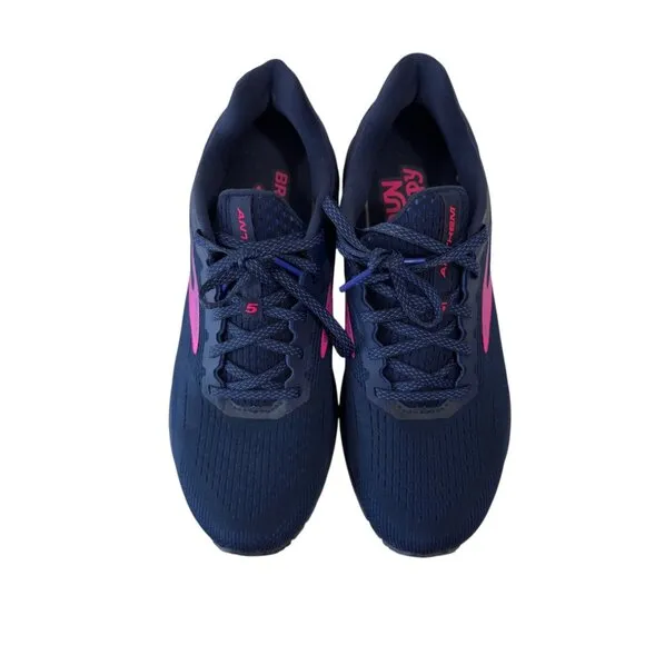 Brooks Anthem 5 Womens Athletic Running Shoes SZ 11 Navy &amp; Pink Mesh