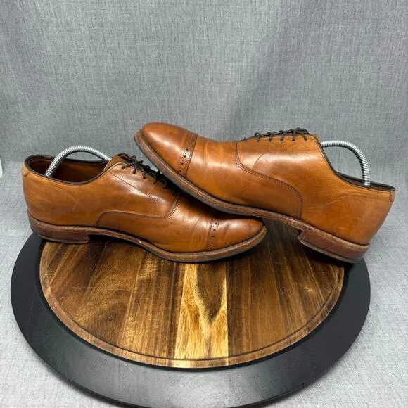 Brooks Brothers Men's 11.5 D Cap Toe Brown Leather Oxfords Welted Dress Shoes