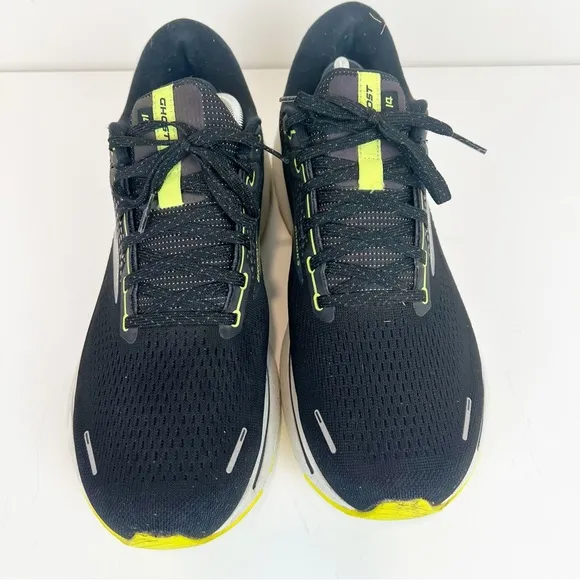 Brooks Ghost 14 Black Nightlife Lime Green Men’s Running Shoes Size US 12
