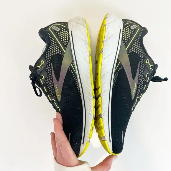 Brooks Ghost 14 Black Nightlife Lime Green Men’s Running Shoes Size US 12