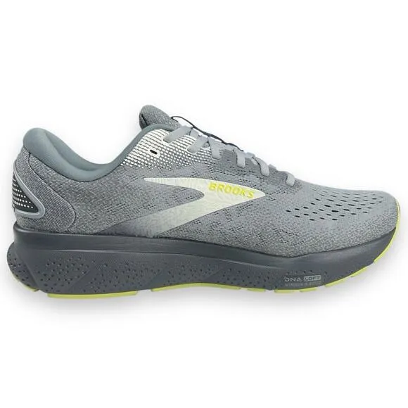 Brooks Ghost 16 Mens 11.5 Primer Grey Lime Road Running Shoes Neutral EUC!