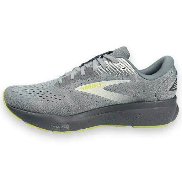 Brooks Ghost 16 Mens 11.5 Primer Grey Lime Road Running Shoes Neutral EUC!