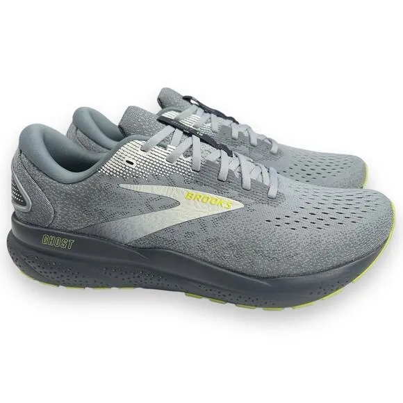 Brooks Ghost 16 Mens 11.5 Primer Grey Lime Road Running Shoes Neutral EUC!