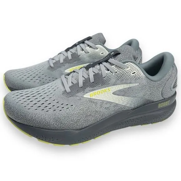 Brooks Ghost 16 Mens 11.5 Primer Grey Lime Road Running Shoes Neutral EUC!