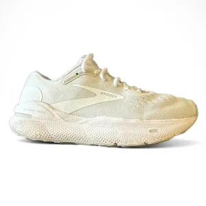 Brooks Ghost Max White Oyster Silver Running Shoes Size 8.5 Wide Road Race
