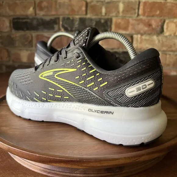 Brooks Glycerin 20 Road Running Gray Neon Yellow Sneakers Shoes Women's 10 D