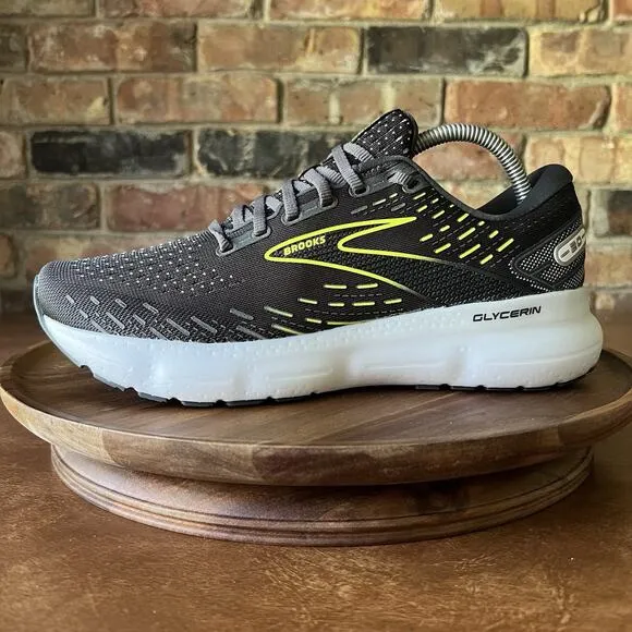 Brooks Glycerin 20 Road Running Gray Neon Yellow Sneakers Shoes Women's 10 D