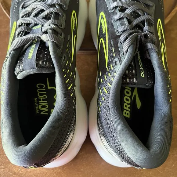 Brooks Glycerin 20 Road Running Gray Neon Yellow Sneakers Shoes Women's 10 D