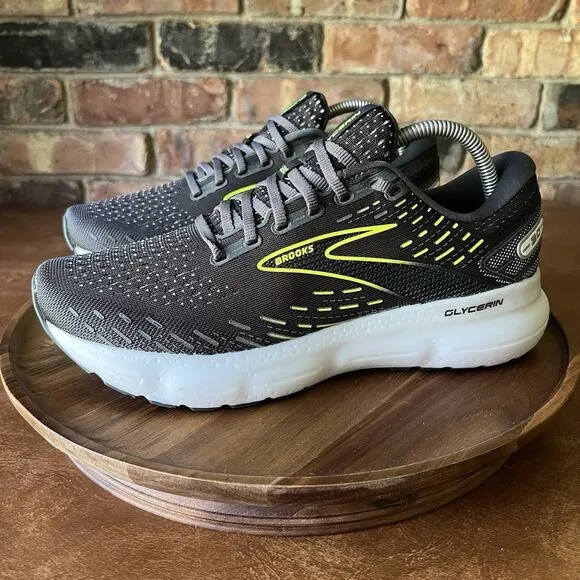 Brooks Glycerin 20 Road Running Gray Neon Yellow Sneakers Shoes Women's 10 D