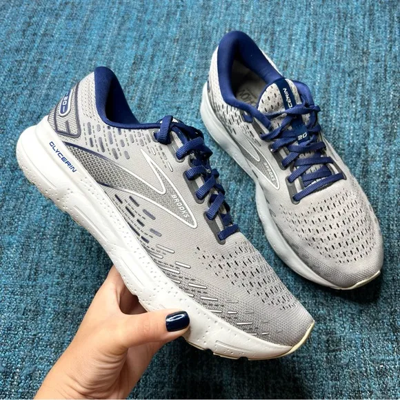 Brooks Glycerin 20 Running Shoes in Alloy Grey Blue Depths