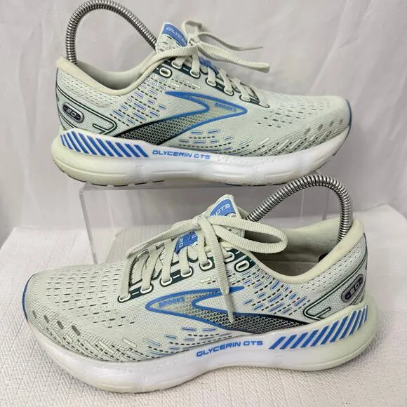 Brooks Glycerin GTS 20 Shoes Womens 8.5 B Blue White Road Running Support