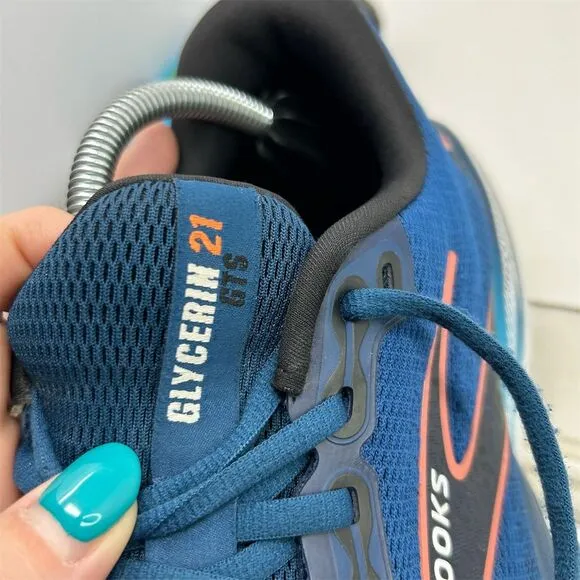 Brooks Glycerin GTS 21 Men's Blue Lace Up Running Shoes Size 11 US Active