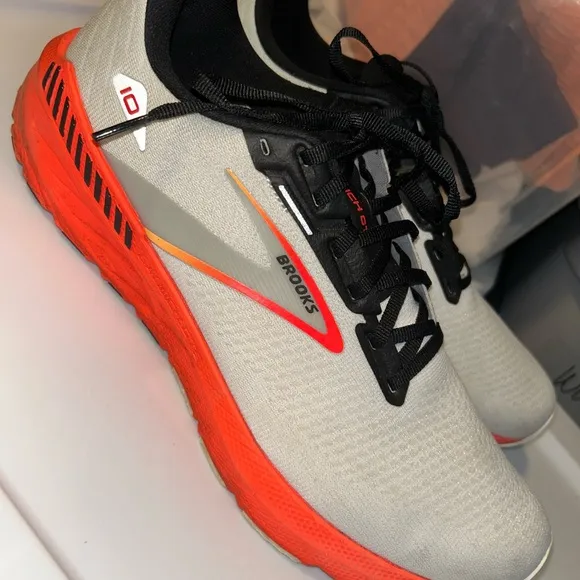 Brooks Gray and Orange Athletic Shoes with Cushioned Sole