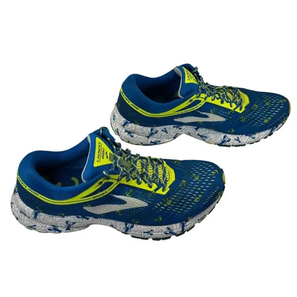 Brooks Launch 5 Run Wicked Lobster Anchor Blue Yellow Running Shoes 11 Boston
