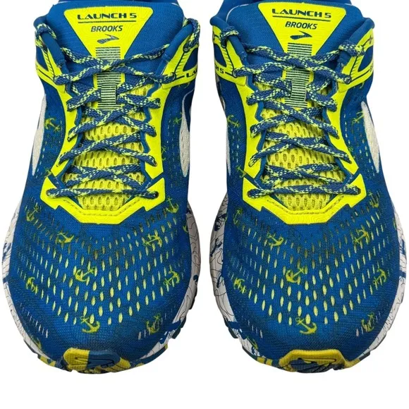 Brooks Launch 5 Run Wicked Lobster Anchor Blue Yellow Running Shoes 11 Boston