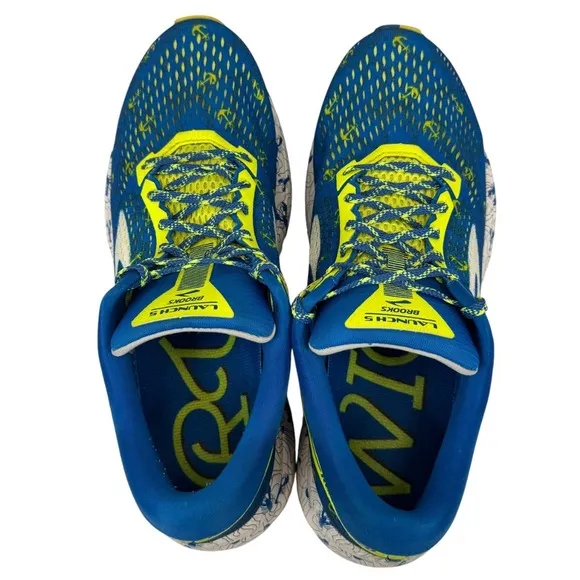 Brooks Launch 5 Run Wicked Lobster Anchor Blue Yellow Running Shoes 11 Boston