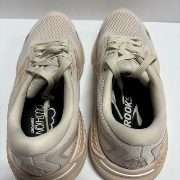 Brooks Women’s Adrenaline GTS 23, White/Pink Running Shoes, Size 7 M