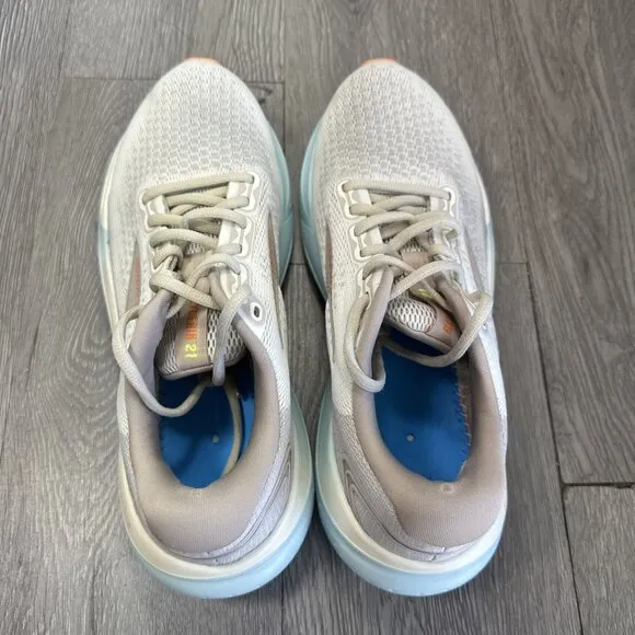 Brooks Womens Glycerin 21 1204081B195 White Running Shoes Sneakers Size 9.5 B