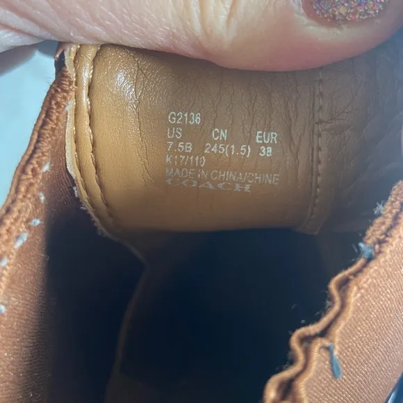 Brown Tan Coach Leather Jackson Block Heel Bootie 7.5 Ankle Boot Designer Fall