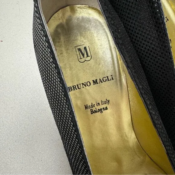 Bruno Magli Black Leather Kitten Heels Pumps Women’s 8.5 Career Office Shoes
