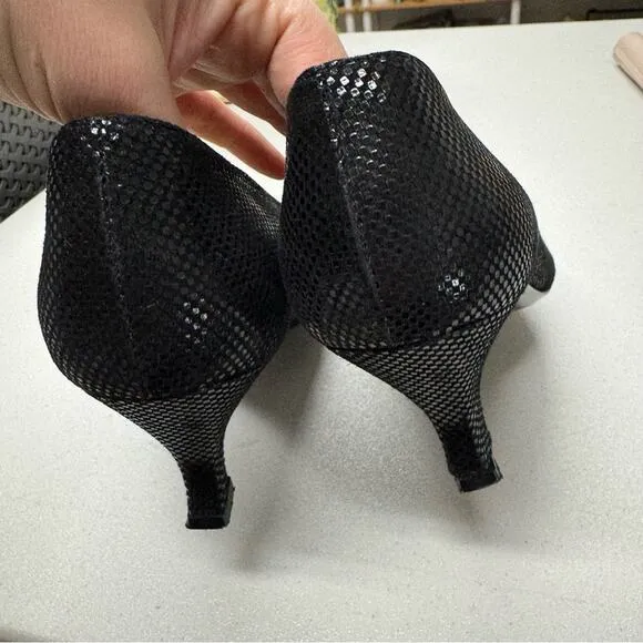 Bruno Magli Black Leather Kitten Heels Pumps Women’s 8.5 Career Office Shoes