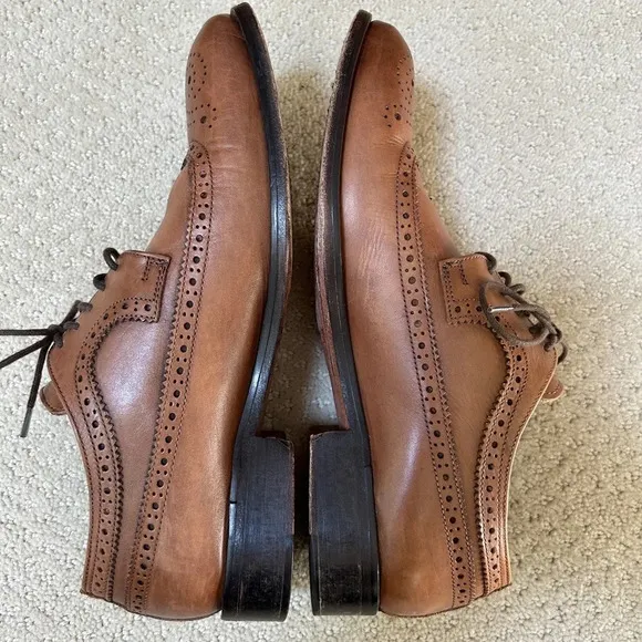 Bruno Magli | Domizio Brogued Wingtip Oxfords Tan Leather, Size 7