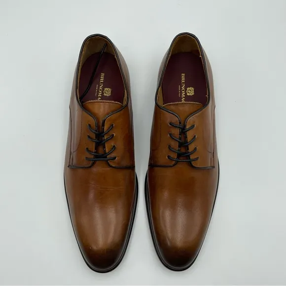 Bruno Magli Salerno Lace up Derby Men CognacLeather Dress Shoes- SZ 11-MSRP $298