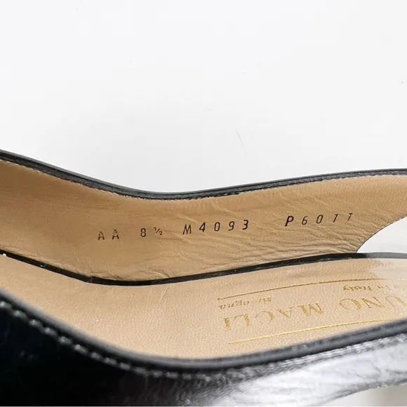 Bruno Magli Vintage Patchwork Leather Slingback Buckle Peep Toe Heels  8.5 AA