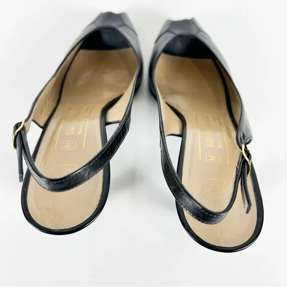Bruno Magli Vintage Patchwork Leather Slingback Buckle Peep Toe Heels  8.5 AA