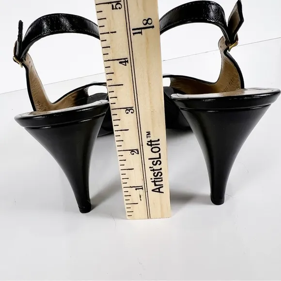 Bruno Magli Vintage Patchwork Leather Slingback Buckle Peep Toe Heels  8.5 AA