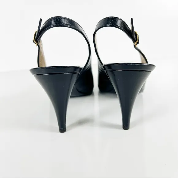 Bruno Magli Vintage Patchwork Leather Slingback Buckle Peep Toe Heels  8.5 AA