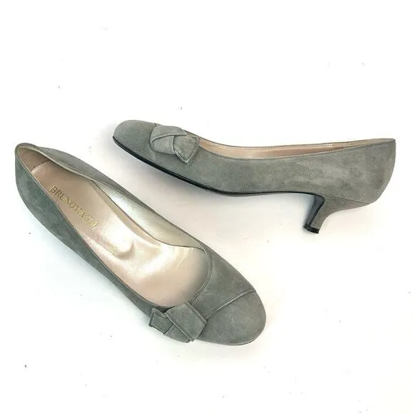 Bruno Magli Gray Suede Kitten Heels Pumps Italy US 9