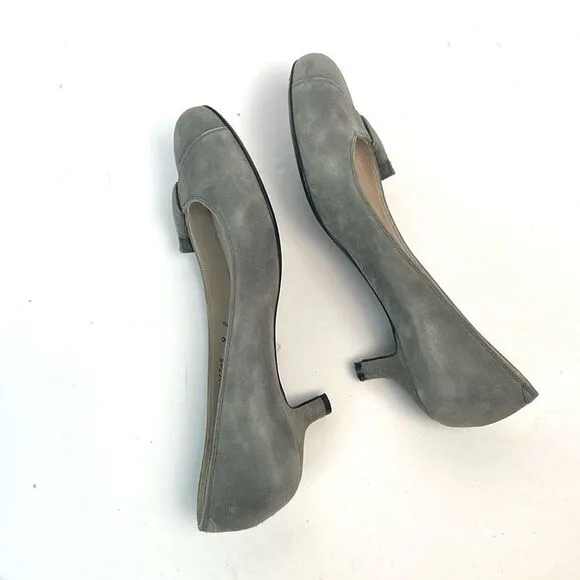 Bruno Magli Gray Suede Kitten Heels Pumps Italy US 9