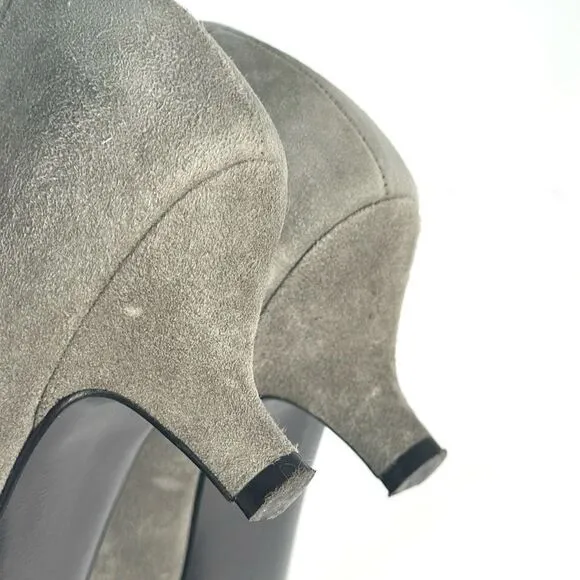 Bruno Magli Gray Suede Kitten Heels Pumps Italy US 9