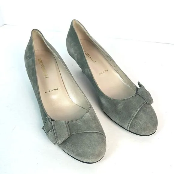 Bruno Magli Gray Suede Kitten Heels Pumps Italy US 9